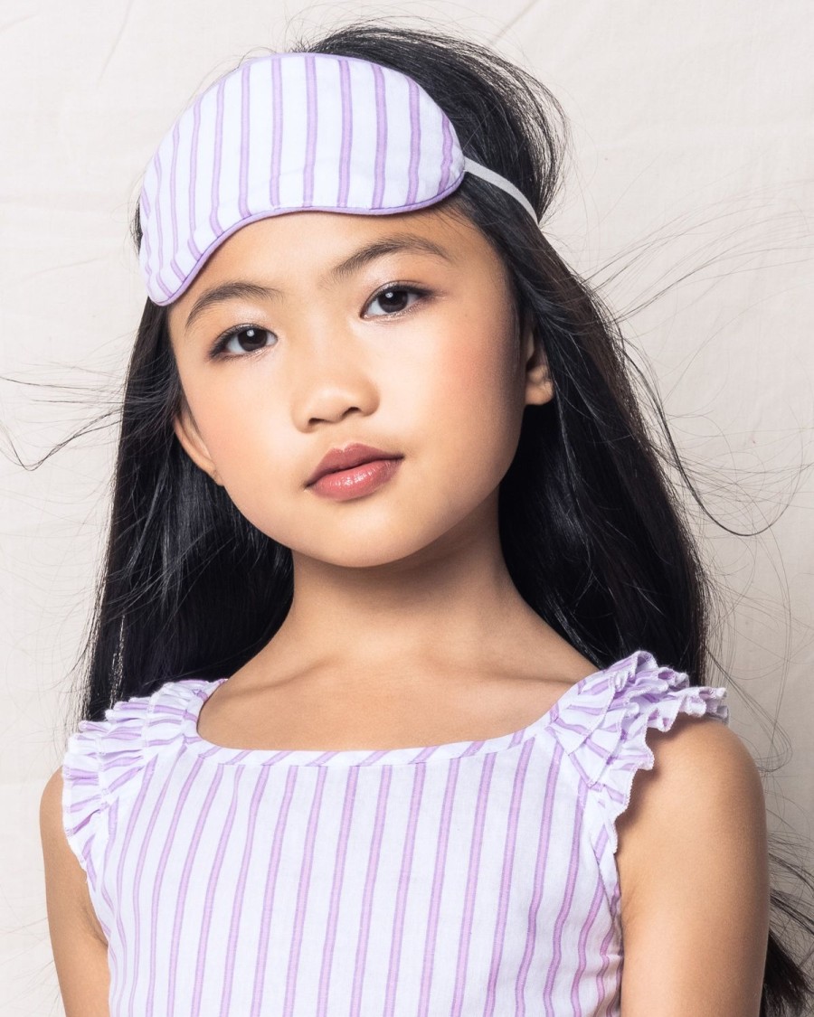 Kids Petite Plume Slippers & Accessories | Kid'S Twill Sleep Mask In Lavender French Ticking