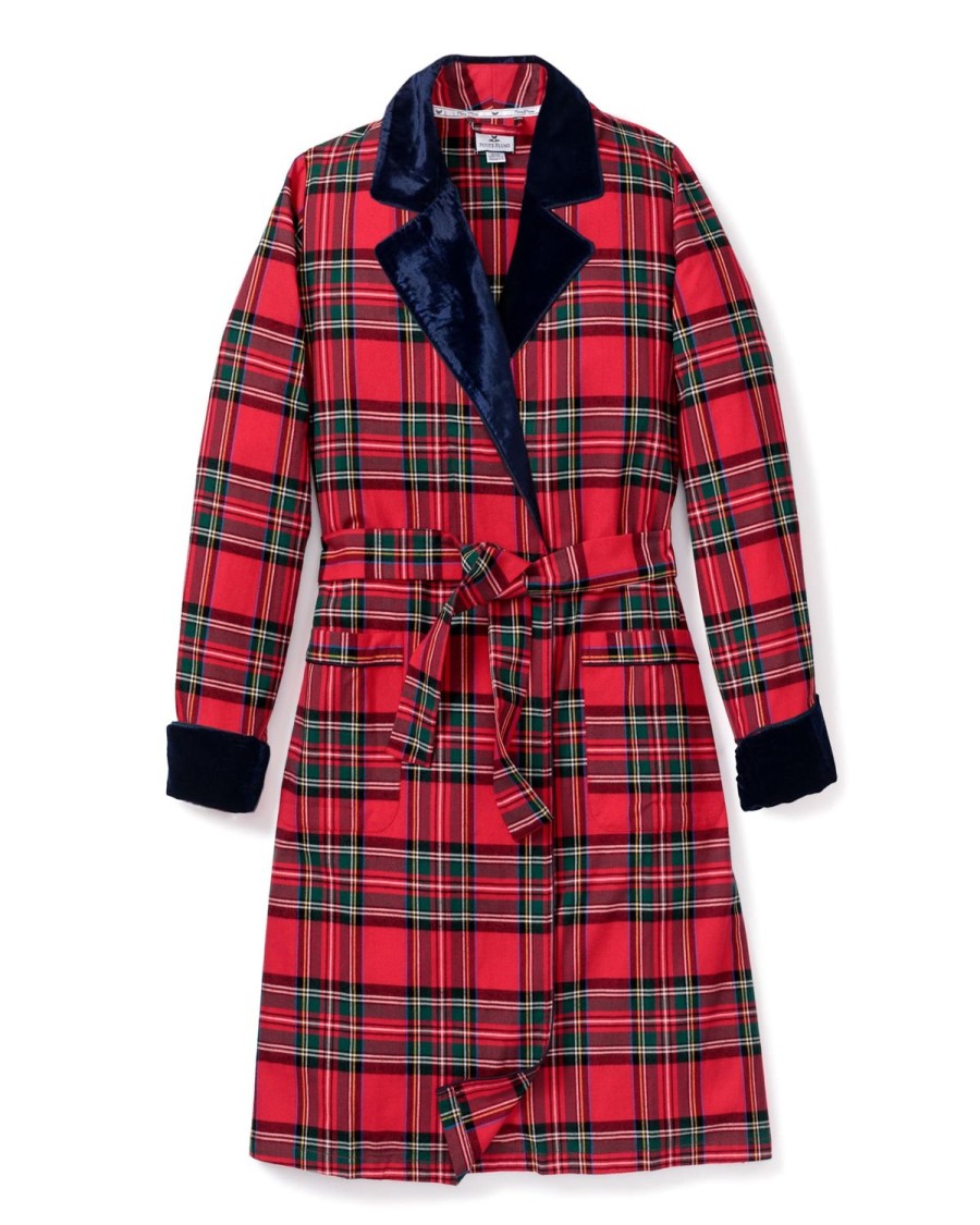 Women Petite Plume | Women'S Long Robe With Velvet Trim In Imperial Tartan