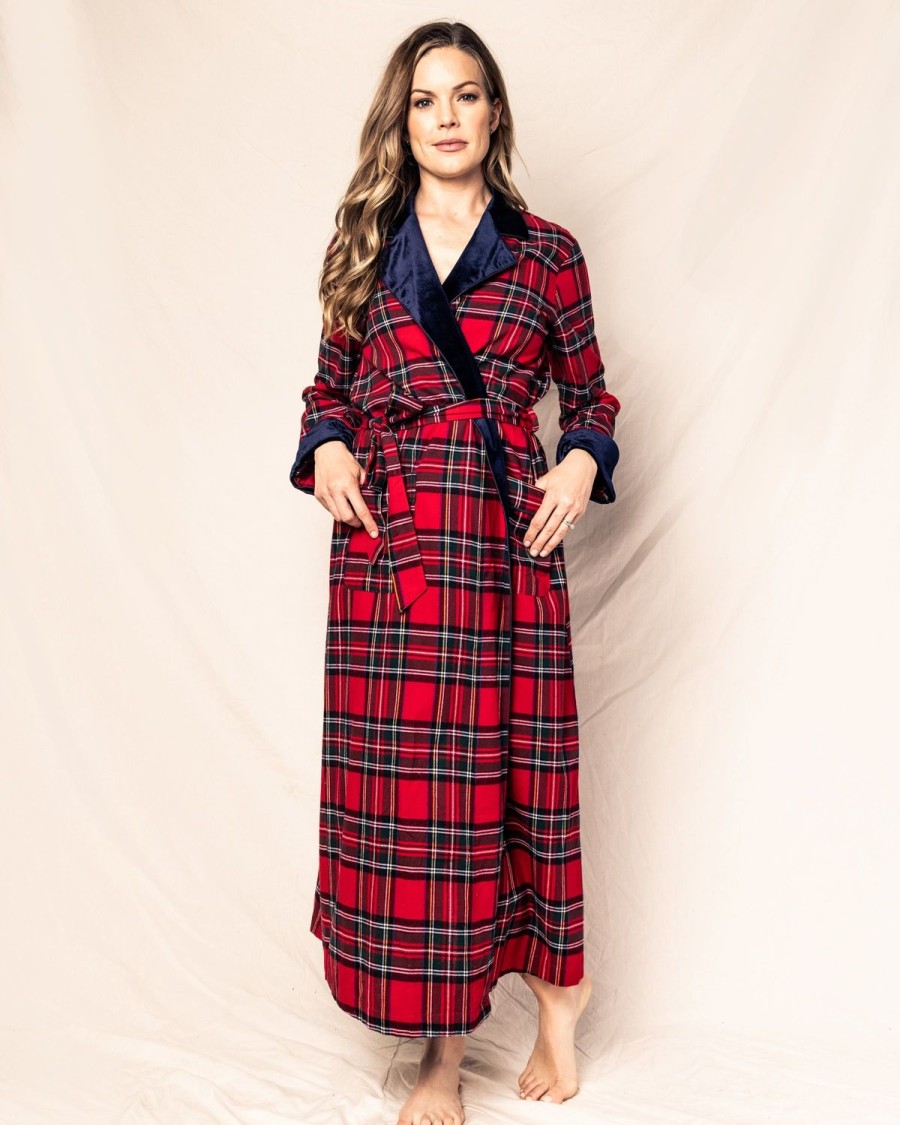 Women Petite Plume | Women'S Long Robe With Velvet Trim In Imperial Tartan