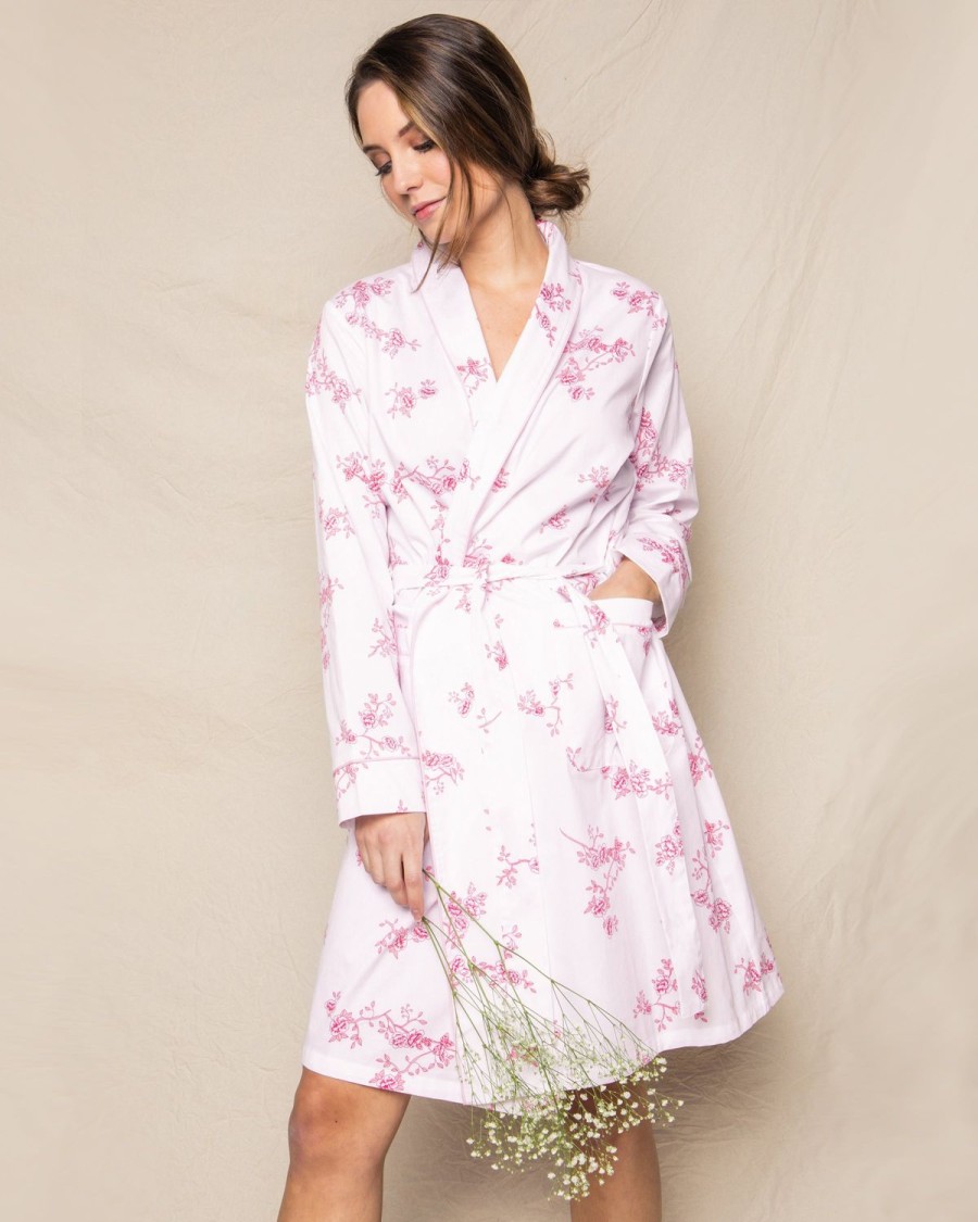 Women Petite Plume | Women'S Twill Robe In English Rose Floral