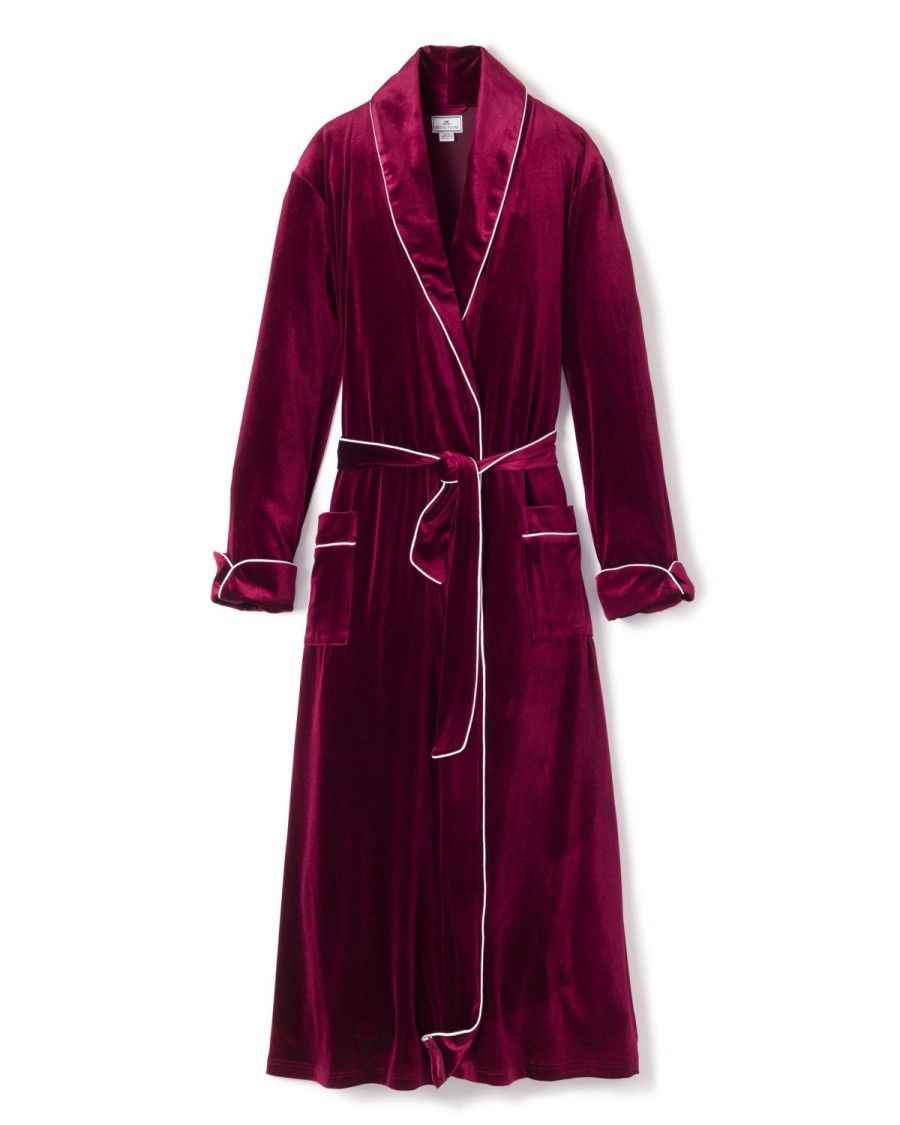 Women Petite Plume | Women'S Velour Robe In Royal Garnet