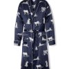 Men Petite Plume | Men'S Silk Long Robe In Panthere De Nuit