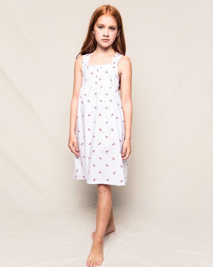 Kids Petite Plume Nightgowns | Girl'S Twill Charlotte Nightgown In Brixham Lobsters