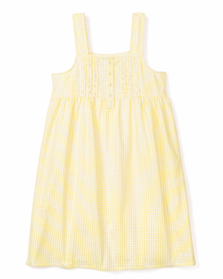 Women Petite Plume | Women'S Twill Charlotte Nightgown In Yellow Gingham