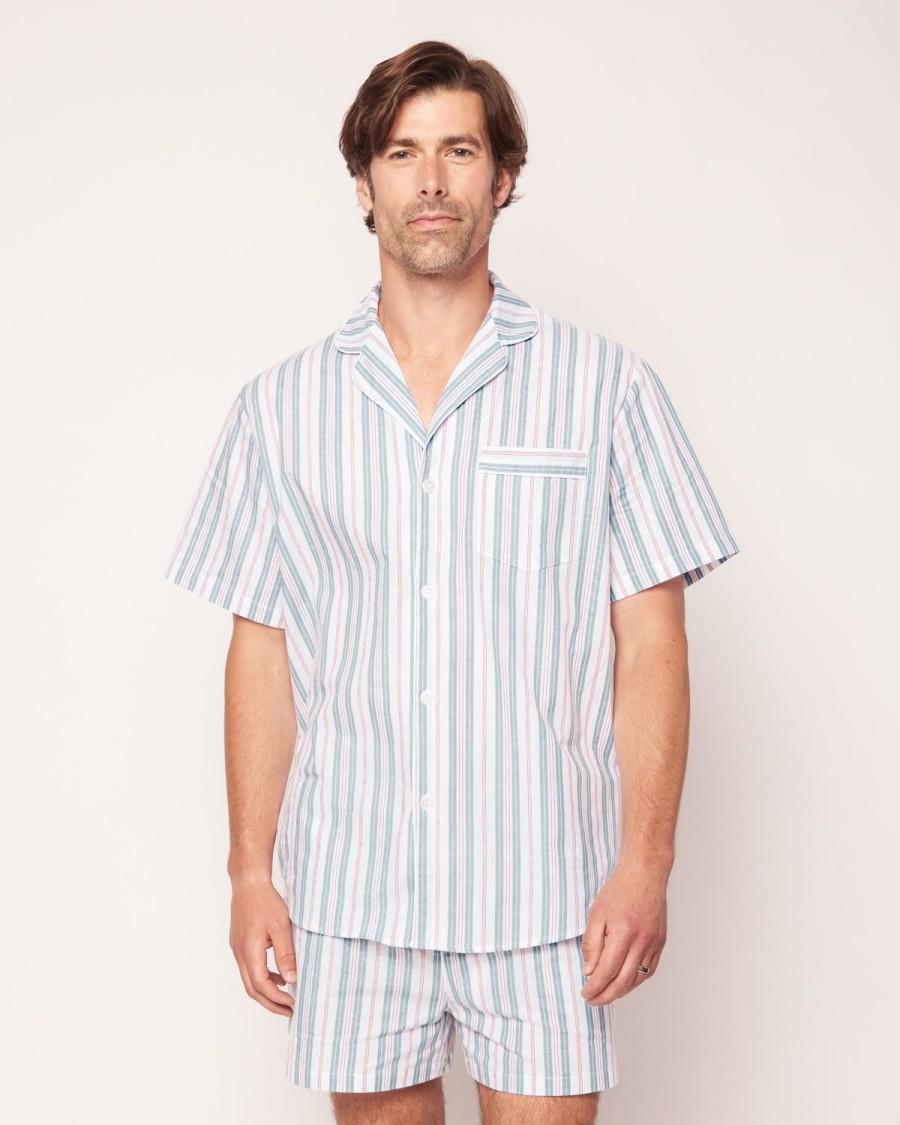 Men Petite Plume | Men'S Twill Pajama Short Set In Vintage French Stripes