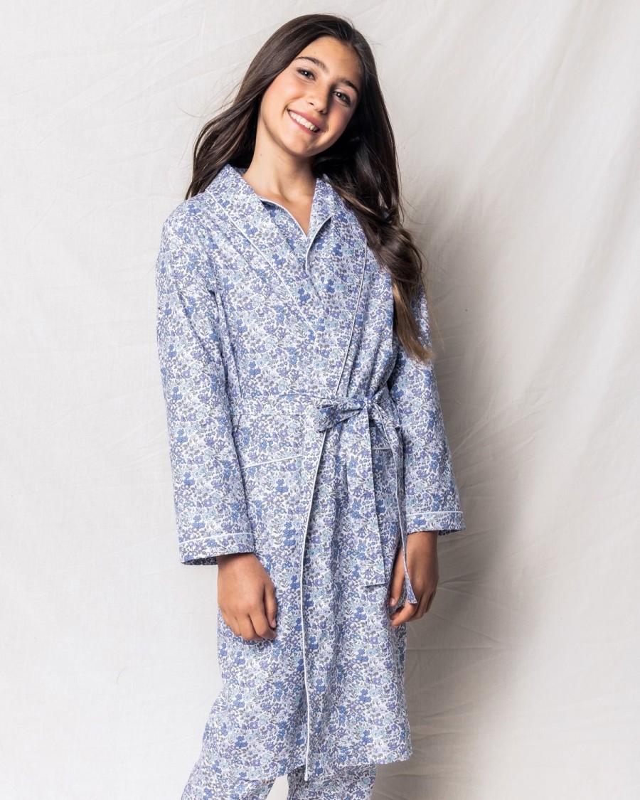 Kids Petite Plume Robes | Kid'S Twill Robe In Fleur D'Azur