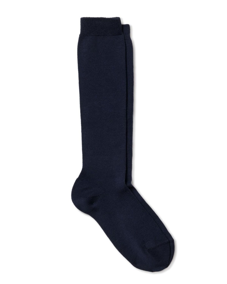 Kids Petite Plume Slippers & Accessories | Kid'S Navy Prim Knit Knee-High Socks