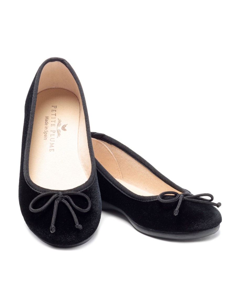 Kids Petite Plume Slippers & Accessories | Kid'S Juliette Ballet Slipper In Black Velvet