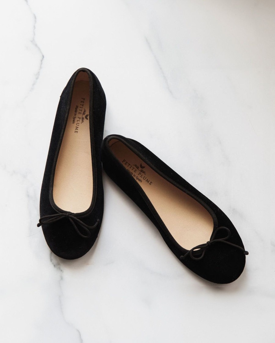 Kids Petite Plume Slippers & Accessories | Kid'S Juliette Ballet Slipper In Black Velvet