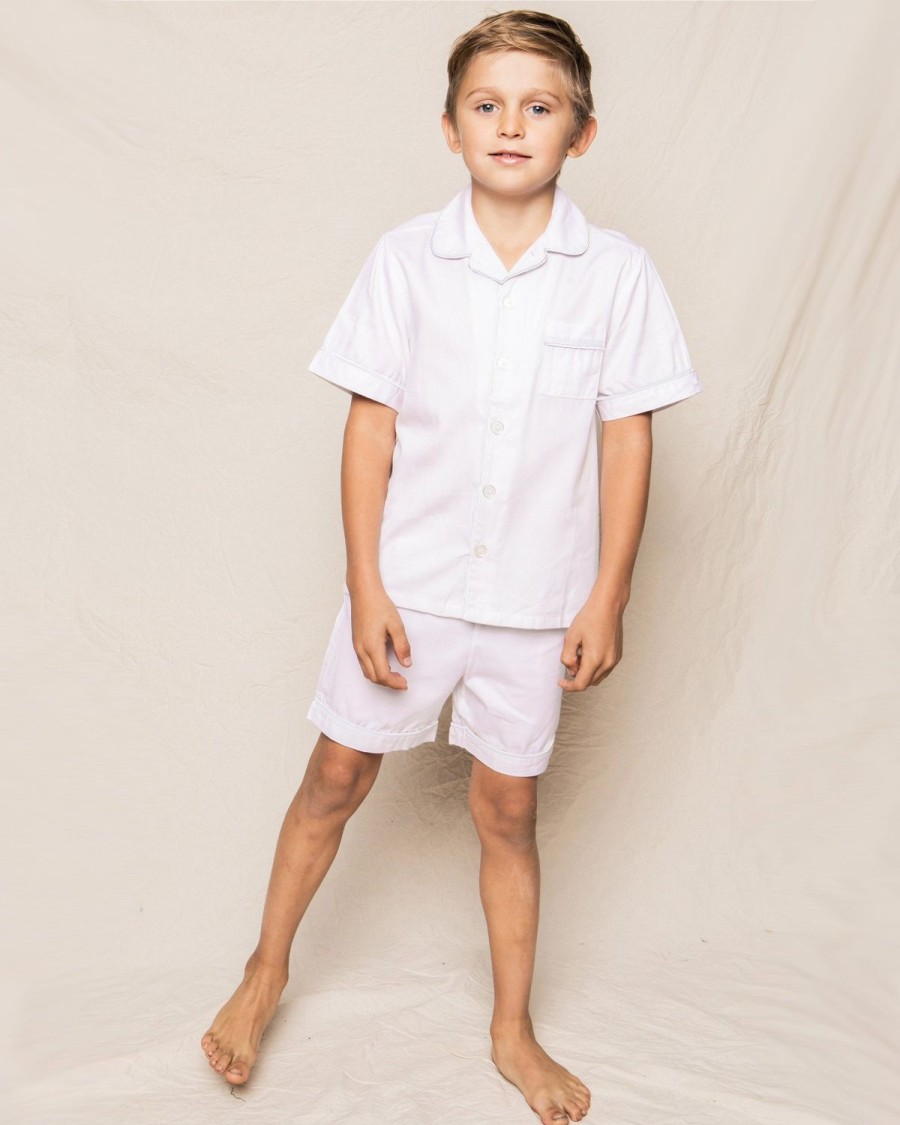 Kids Petite Plume Pajamas | Kid'S Twill Pajama Short Set In White