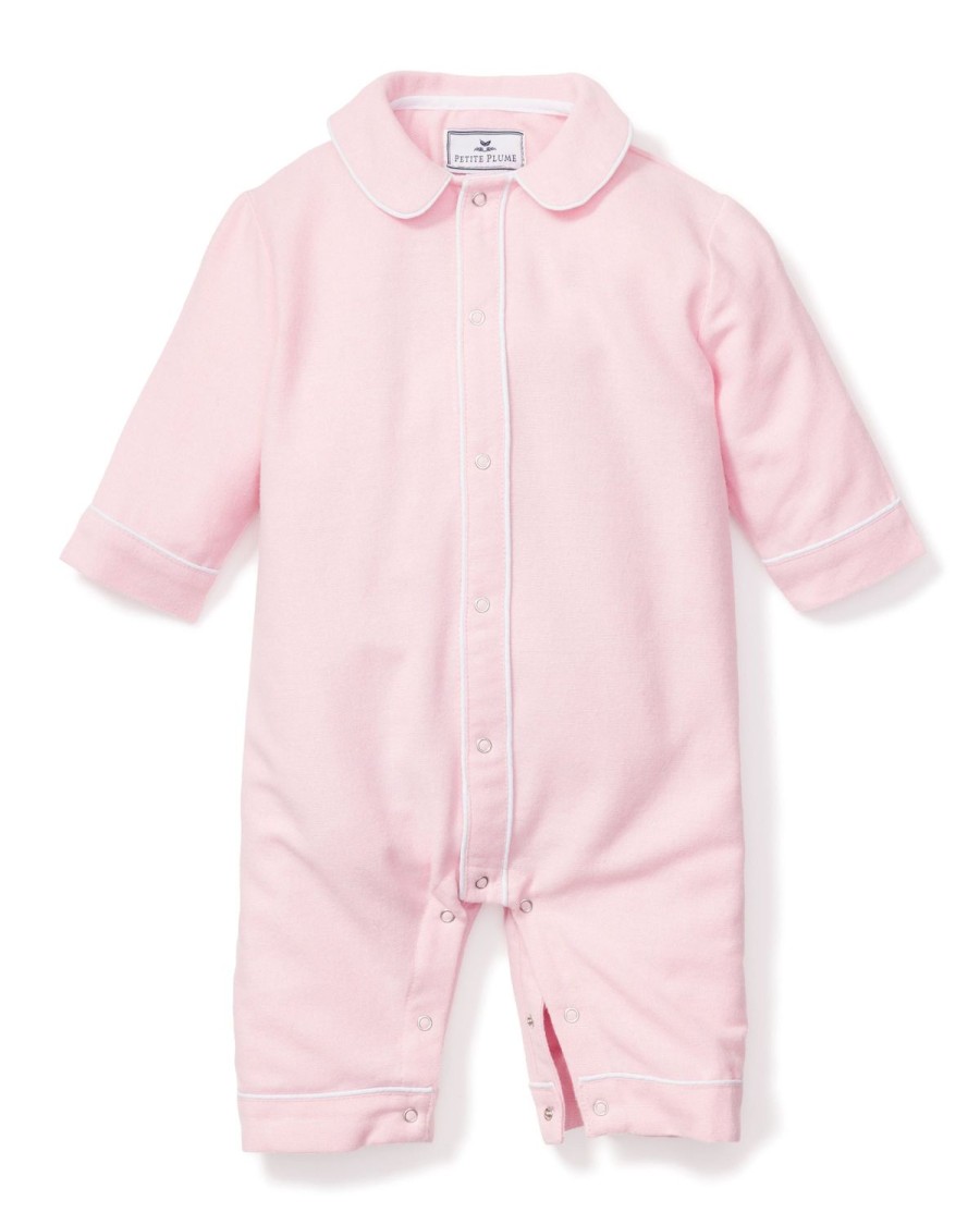 Kids Petite Plume Rompers | Baby'S Flannel Cambridge Romper In Pink