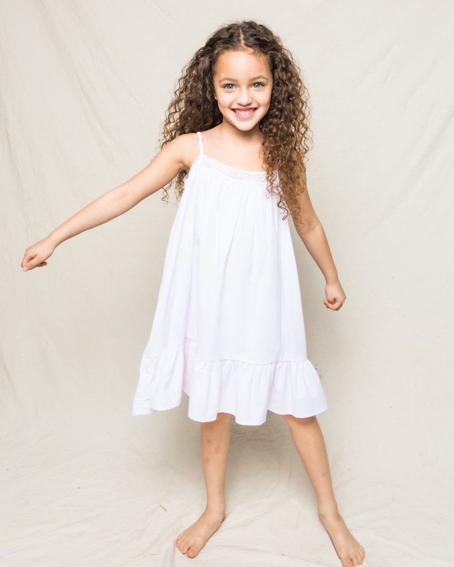 Kids Petite Plume Nightgowns | Girl'S Twill Lily Nightgown In White