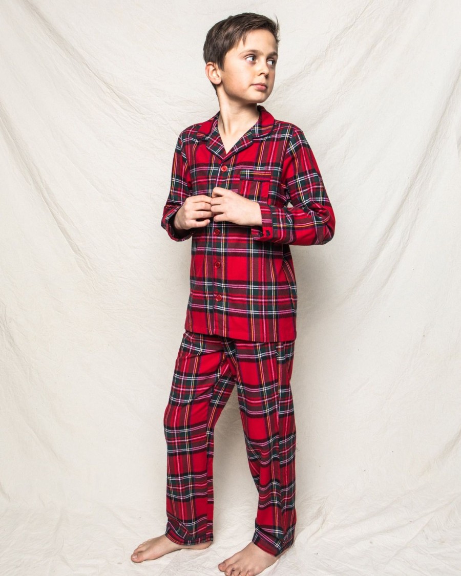 Kids Petite Plume Pajamas | Kid'S Brushed Cotton Pajama Set In Imperial Tartan