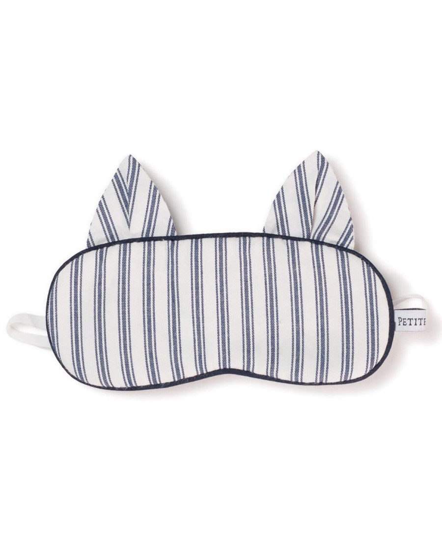 Kids Petite Plume Slippers & Accessories | Kid'S Kitty Sleep Mask In Navy French Ticking