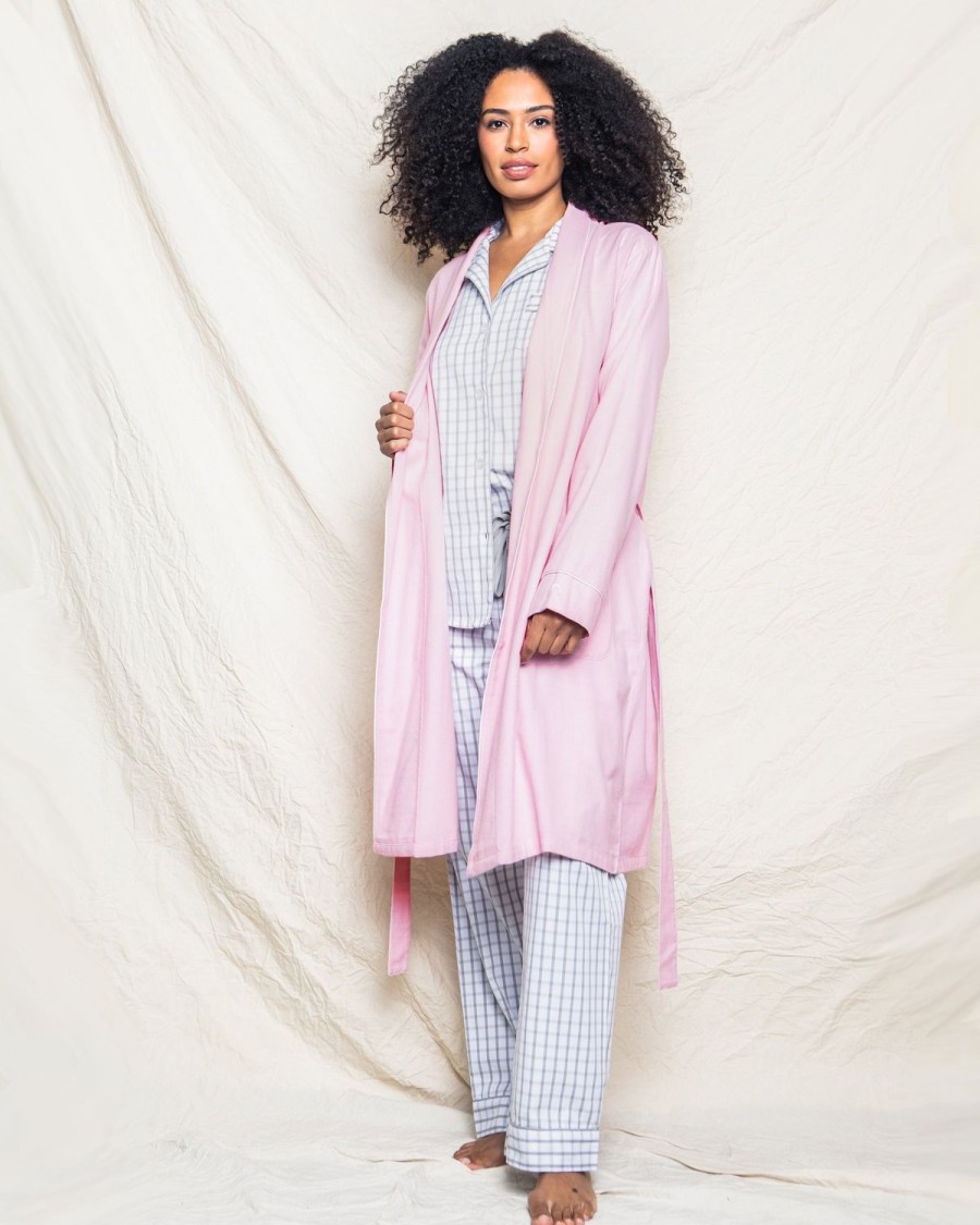 Women Petite Plume | Women'S Flannel Robe In Pink