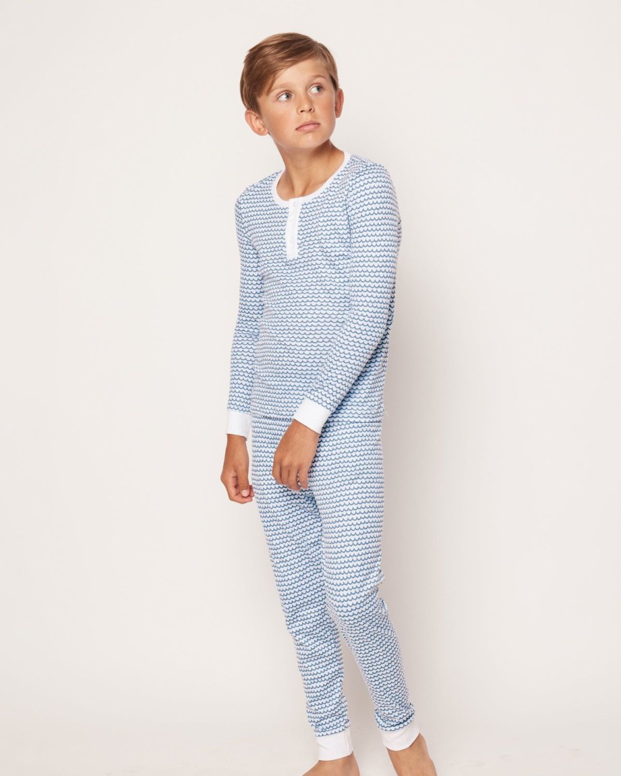 Kids Petite Plume Pajamas | Kid'S Pima Snug Fit Pajama Set In La Mer