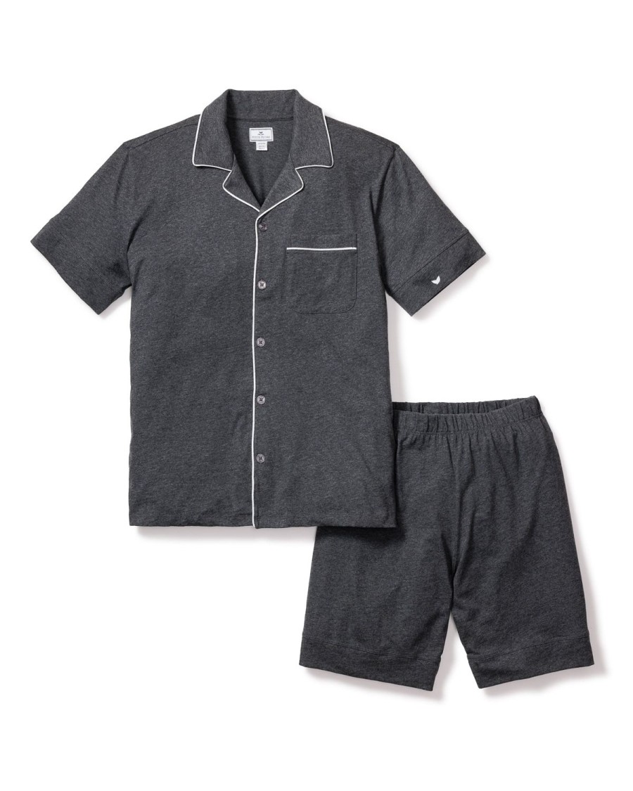 Men Petite Plume | Men'S Pima Pajama Short Set In Dark Heather