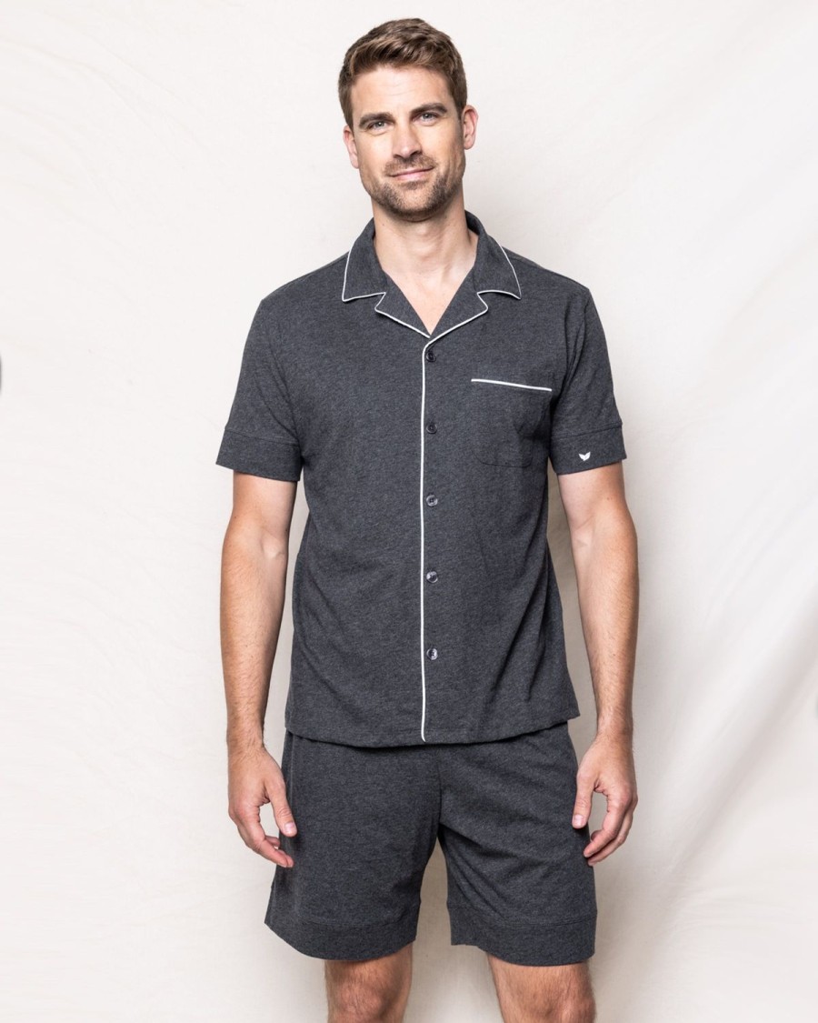 Men Petite Plume | Men'S Pima Pajama Short Set In Dark Heather