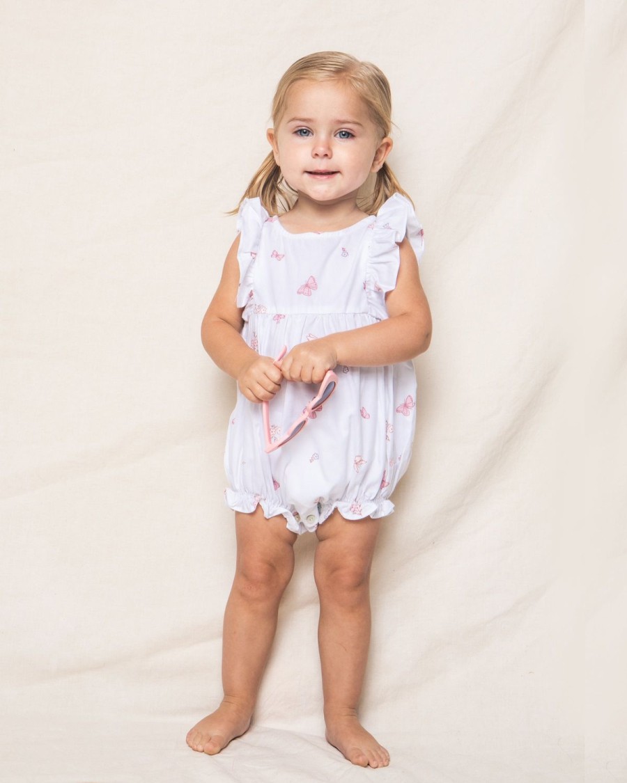 Kids Petite Plume Rompers | Baby'S Twill Ruffled Romper In Butterflies