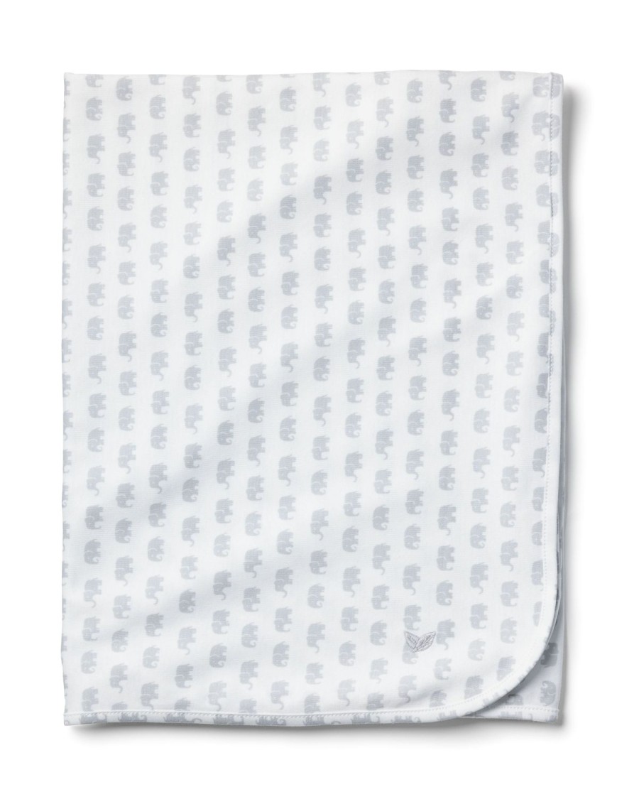 Kids Petite Plume Accessories | Pima Baby Blanket In Grey Elephants