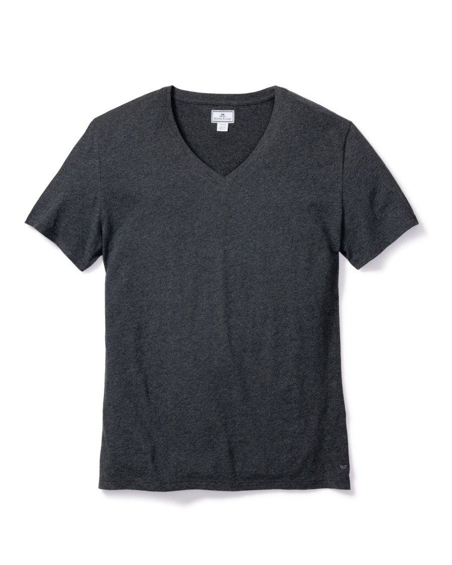 Men Petite Plume | Men'S Pima Grey V-Neck Top In Dark Heather