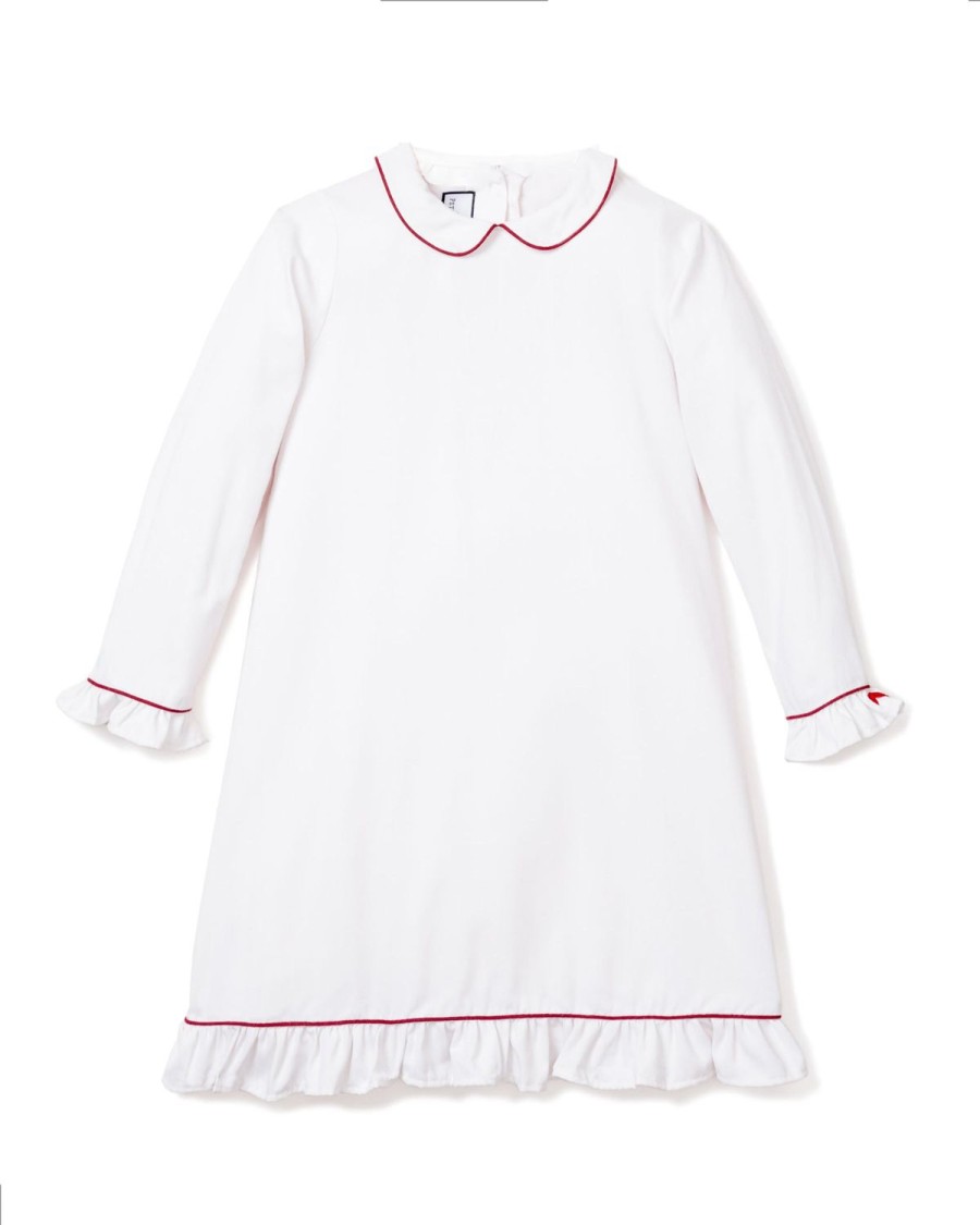 Kids Petite Plume Nightgowns | Children'S White Sophia Nightgown With Red Piping