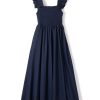 Women Petite Plume | Women'S Twill Margaux Dress In Navy