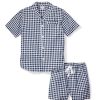 Men Petite Plume | Men'S Twill Pajama Short Set In Navy Gingham