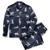 Men Petite Plume | Men'S Silk Pajama Set In Panthere De Nuit