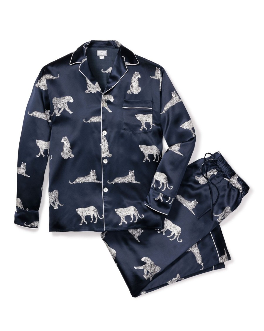 Men Petite Plume | Men'S Silk Pajama Set In Panthere De Nuit