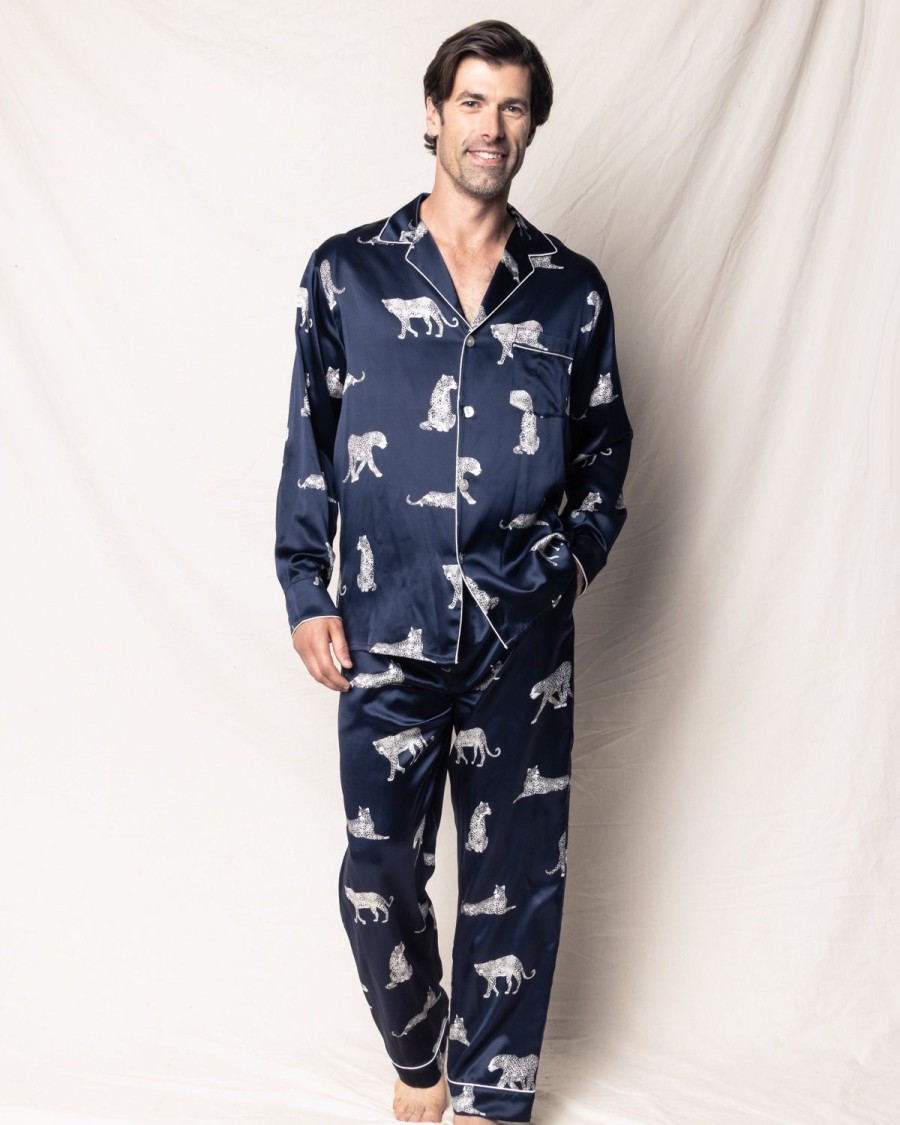 Men Petite Plume | Men'S Silk Pajama Set In Panthere De Nuit