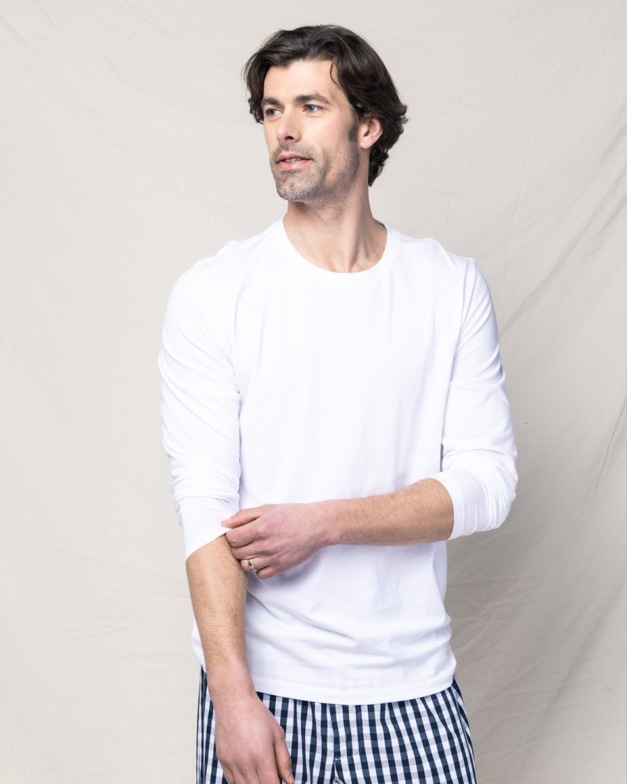 Men Petite Plume | Men'S Pima Crew Neck Long Sleeve Top In White