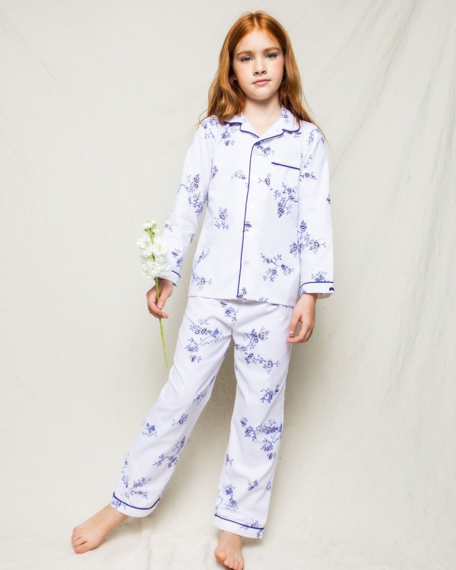 Kids Petite Plume Pajamas | Kid'S Twill Pajama Set In Indigo Floral