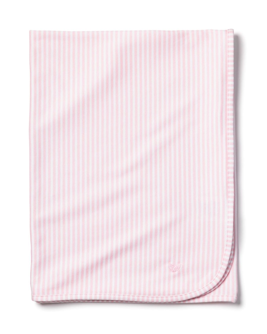 Kids Petite Plume Accessories | Pima Baby Blanket In Pink Stripes