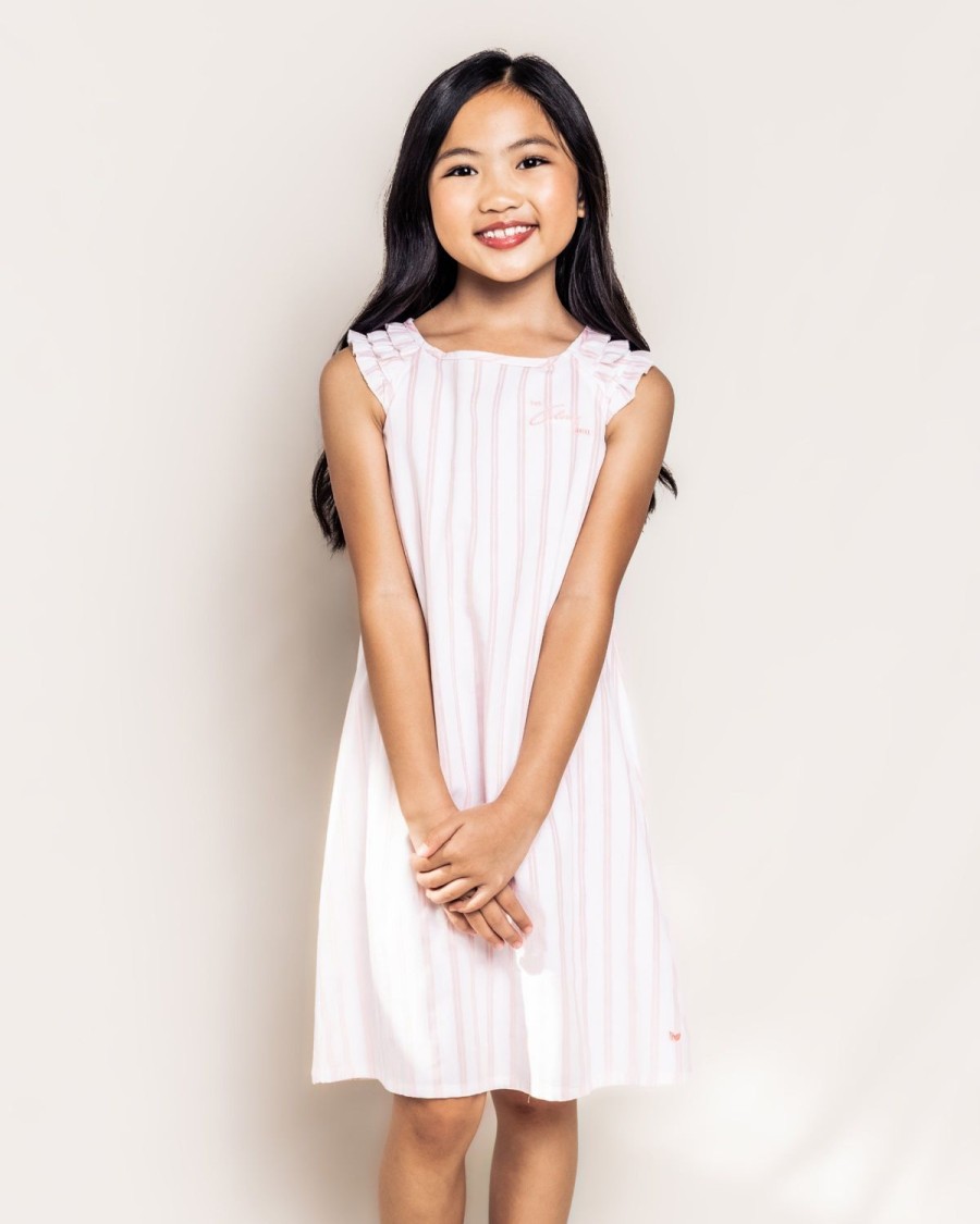 Kids Petite Plume Nightgowns | Colony Hotel X Petite Plume Girl'S Pink And White Stripe Amelie Nightgown