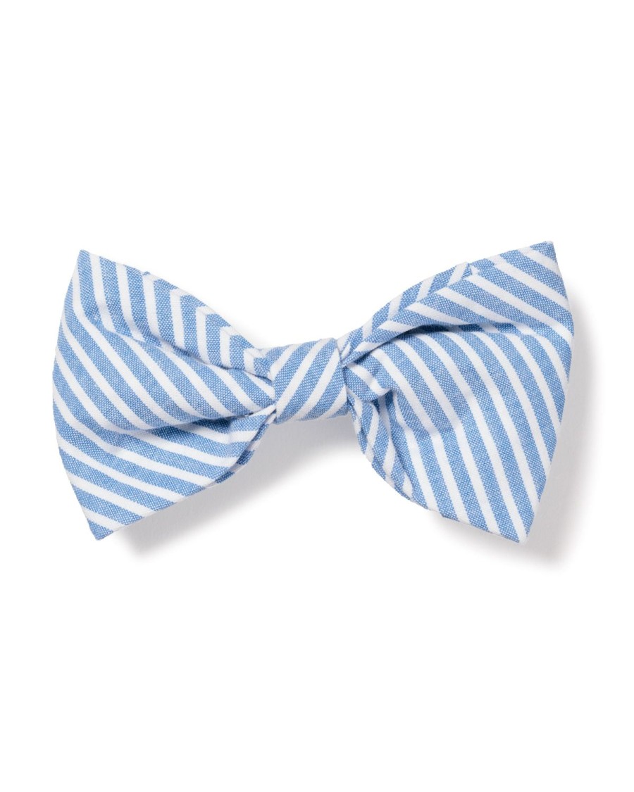 Home Petite Plume | Dog Bow Tie In French Blue Seersucker