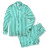 Men Petite Plume | Men'S Silk Pajama Set In Green Stripe