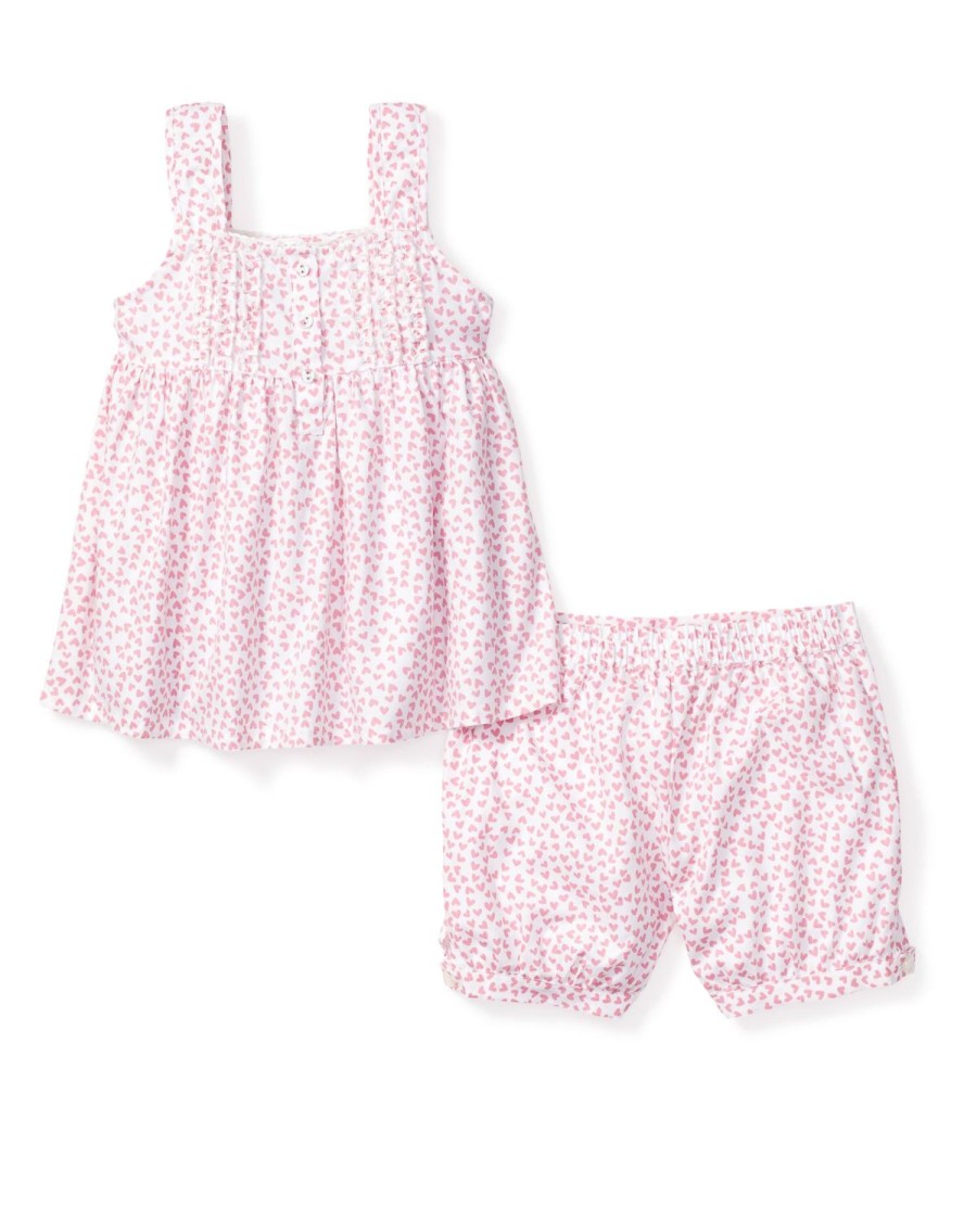 Kids Petite Plume Pajamas | Girl'S Twill Charlotte Short Set In Sweethearts