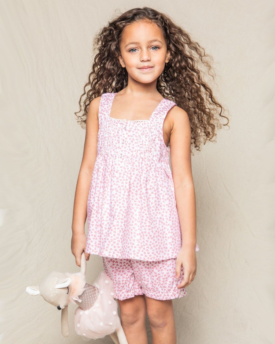 Kids Petite Plume Pajamas | Girl'S Twill Charlotte Short Set In Sweethearts