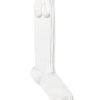 Kids Petite Plume Slippers & Accessories | Kid'S White Pom Pom Ribbed Knee-High Socks