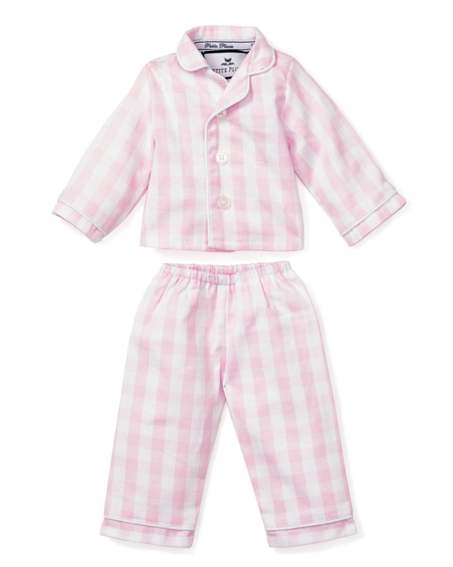 Kids Petite Plume Slippers & Accessories | Kid'S Twill Doll Pajamas In Pink Gingham