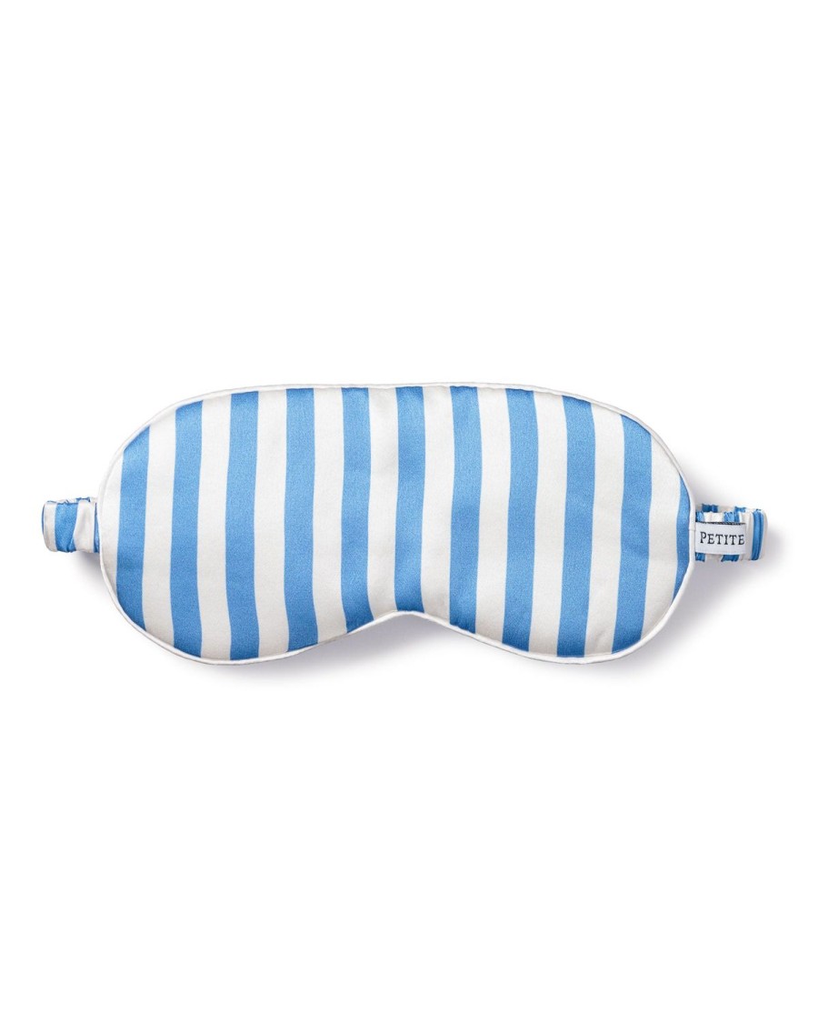 Women Petite Plume | Women'S Silk Sleep Mask In Azure Stripe