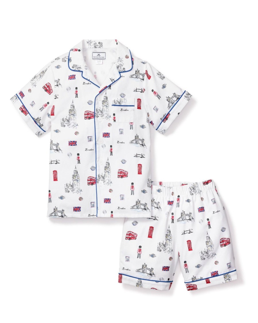 Kids Petite Plume Pajamas | Kid'S Twill Pajama Short Set In London Is Calling