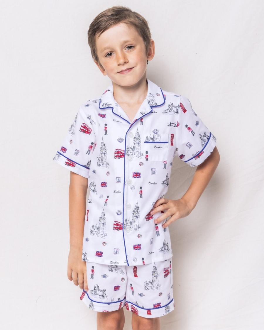 Kids Petite Plume Pajamas | Kid'S Twill Pajama Short Set In London Is Calling