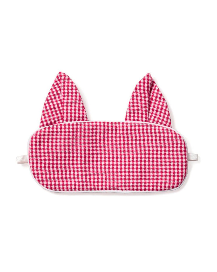 Kids Petite Plume Slippers & Accessories | Kid'S Red Mini-Gingham Kitty Sleep Mask