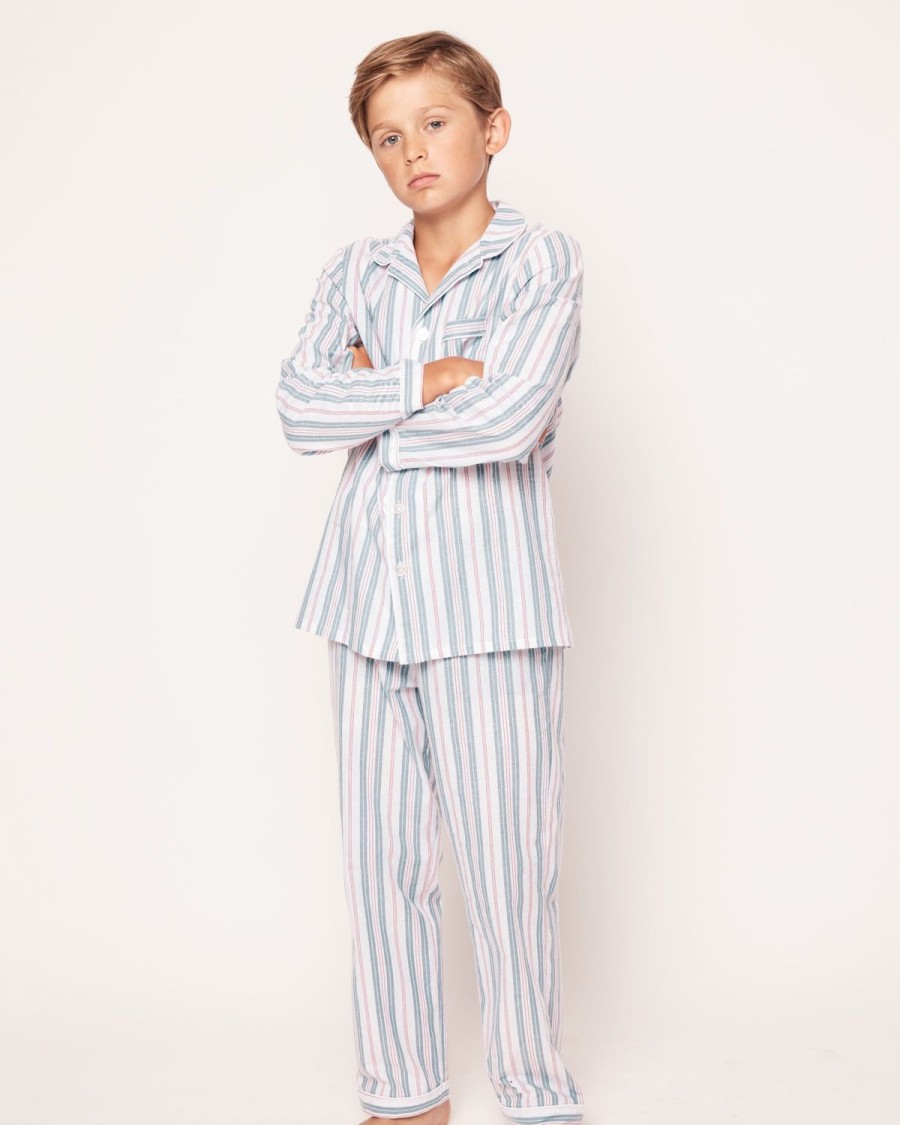 Kids Petite Plume Pajamas | Kid'S Twill Pajama Set In Vintage French Stripes