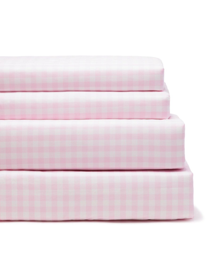 Home Petite Plume Sheets | Luxe Premium Cotton Pink Gingham Bed Sheets