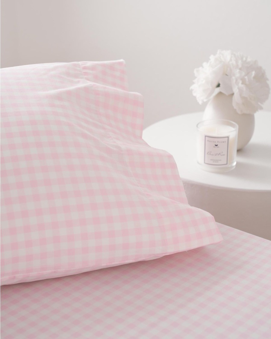 Home Petite Plume Sheets | Luxe Premium Cotton Pink Gingham Bed Sheets