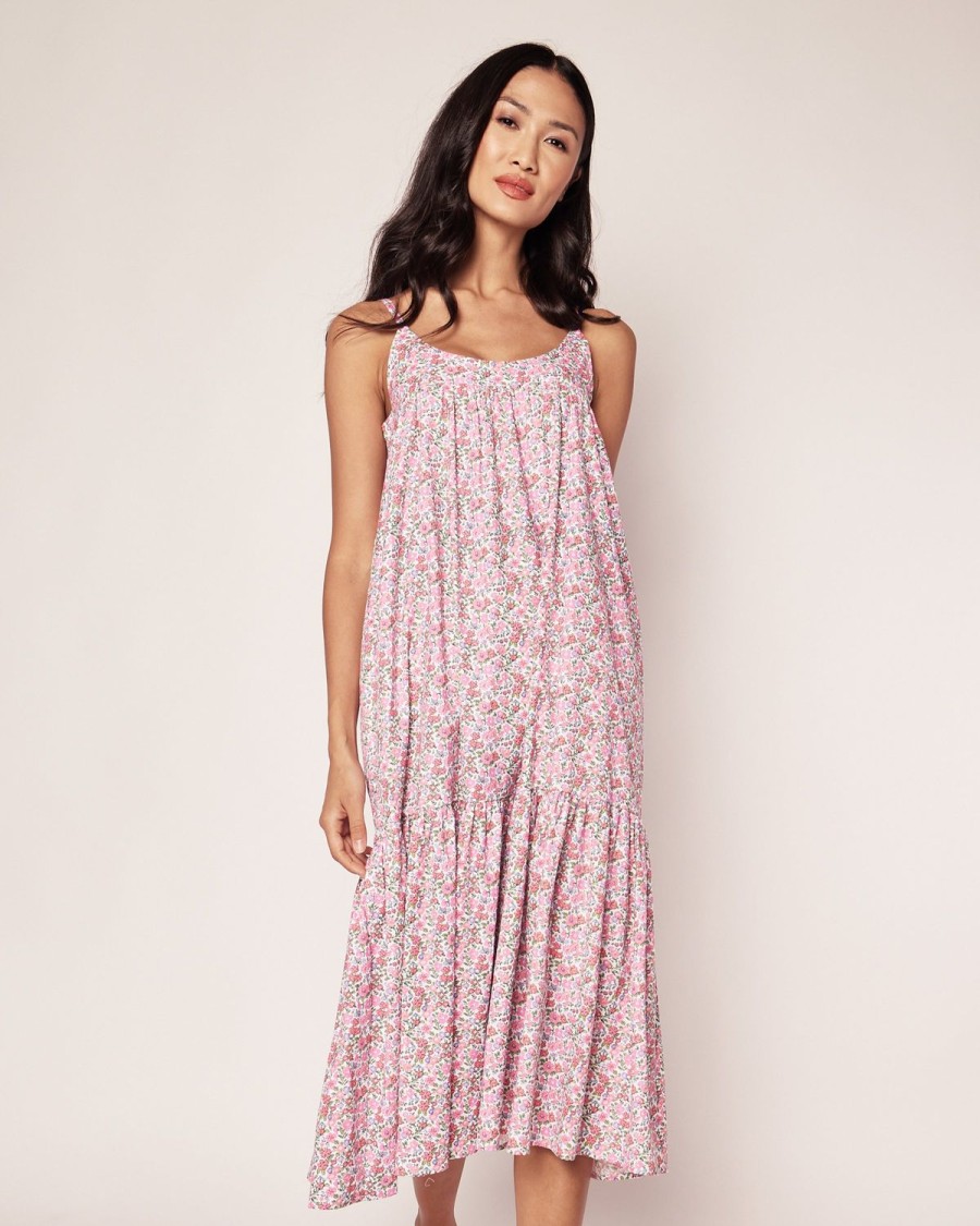 Women Petite Plume | Women'S Twill Chloe Nightgown In Fleurs De Rose