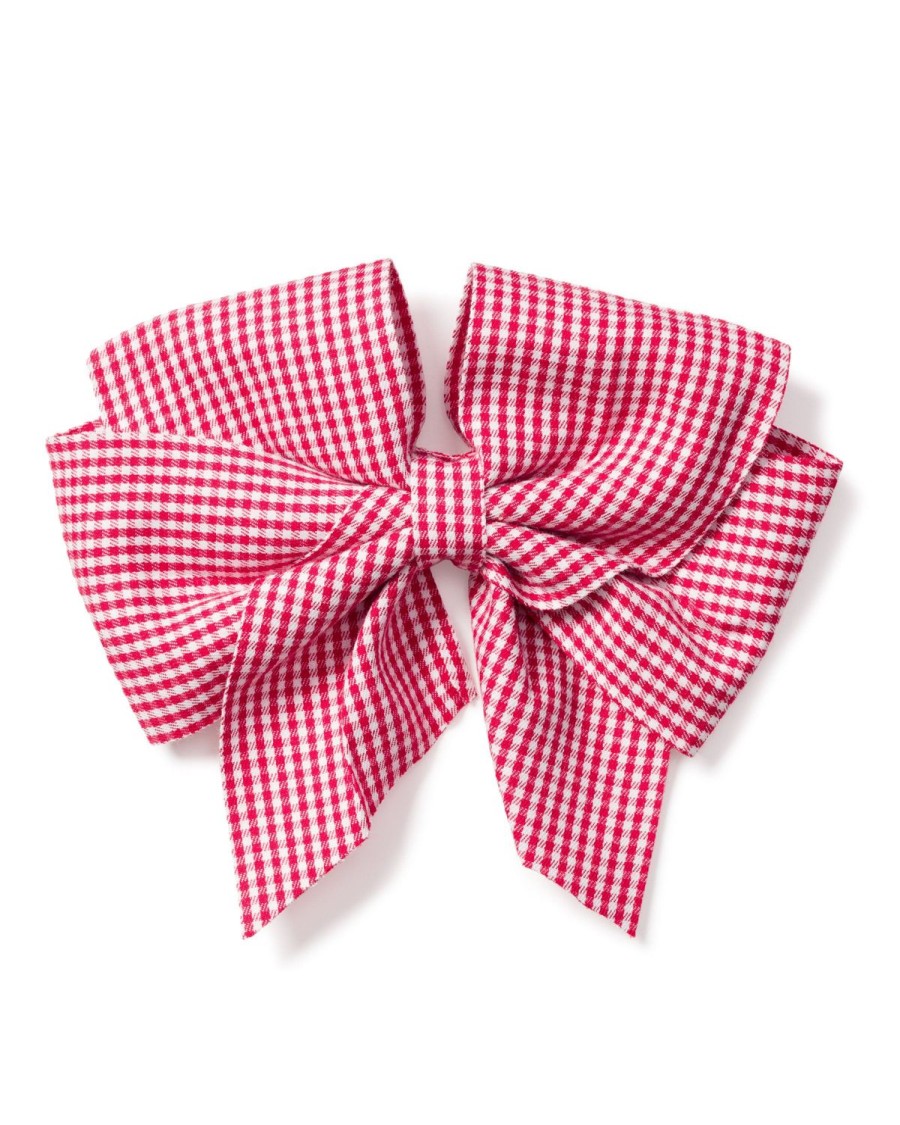 Kids Petite Plume Accessories | Girl'S Hair Bows In Red Mini Gingham